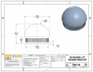 Stainless Steel Round 1.5″ Domed Endcap