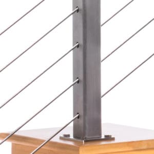 Square Stainless Steel Deck Mount 36" Drilled Intermediate Post