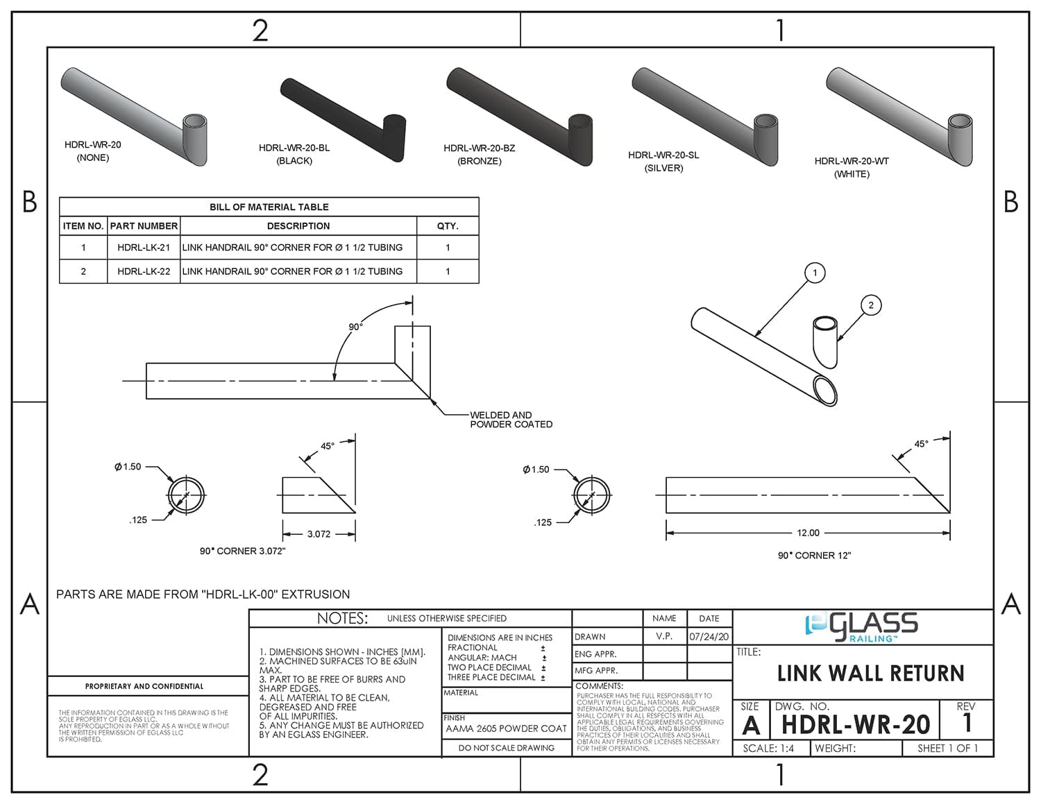 Link Handrail Wall Return Link Handrail Wall Return
